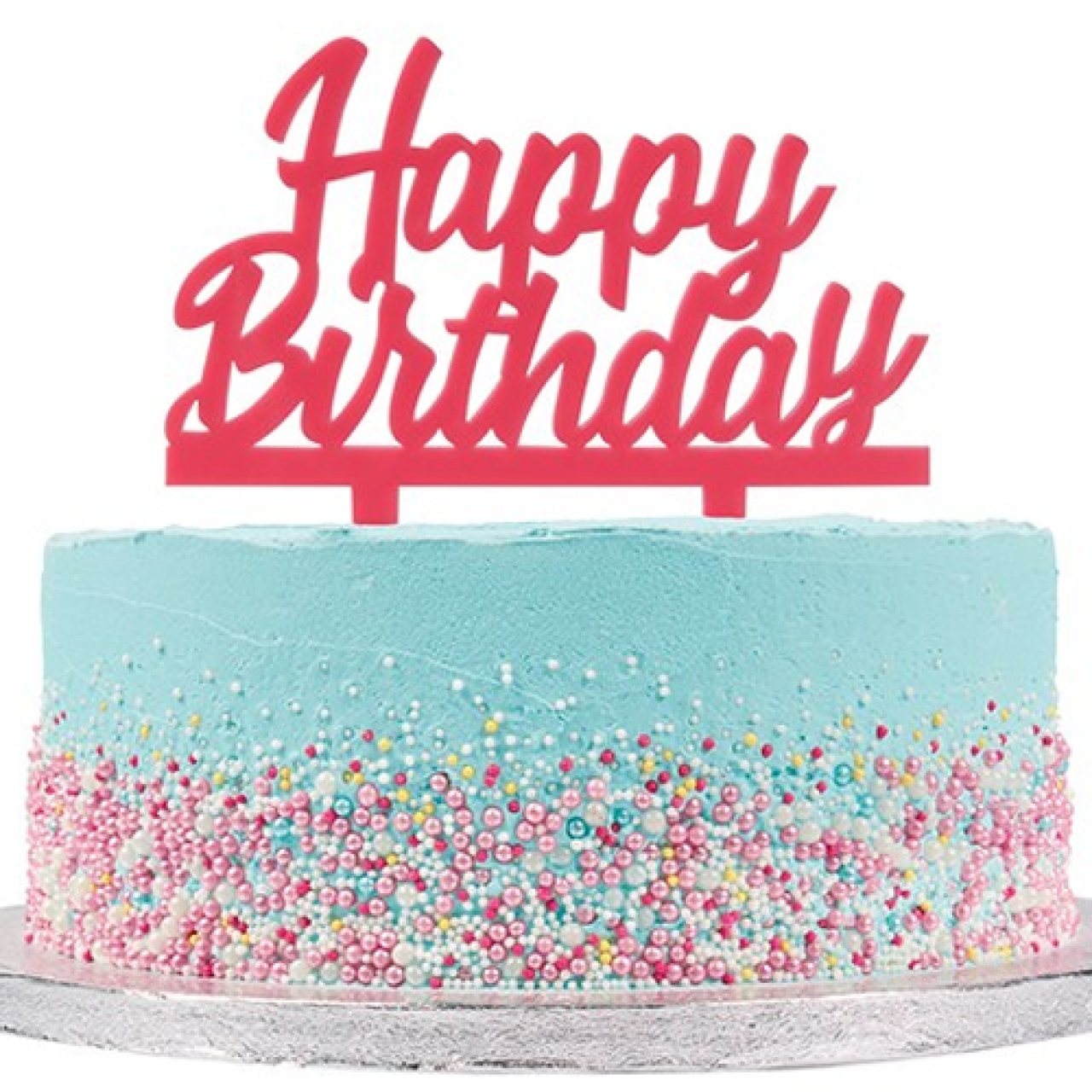 Tortentopper "Happy Birthday", Pink