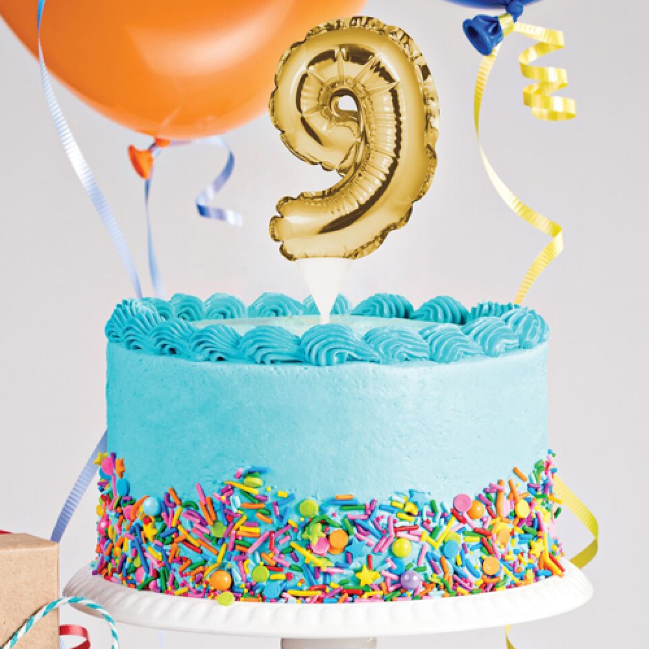 Folienballon Kuchen Geburtstag Geschenk Torte Blau Türkis Kein Helium Ballon 