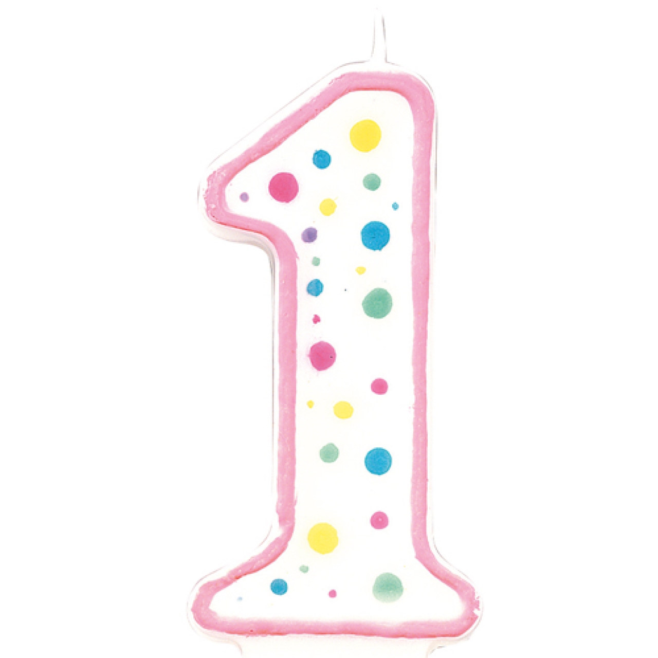 Wilton Geburtstagskerzen, Zahlenkerzen, '1', rosa mit Punkte