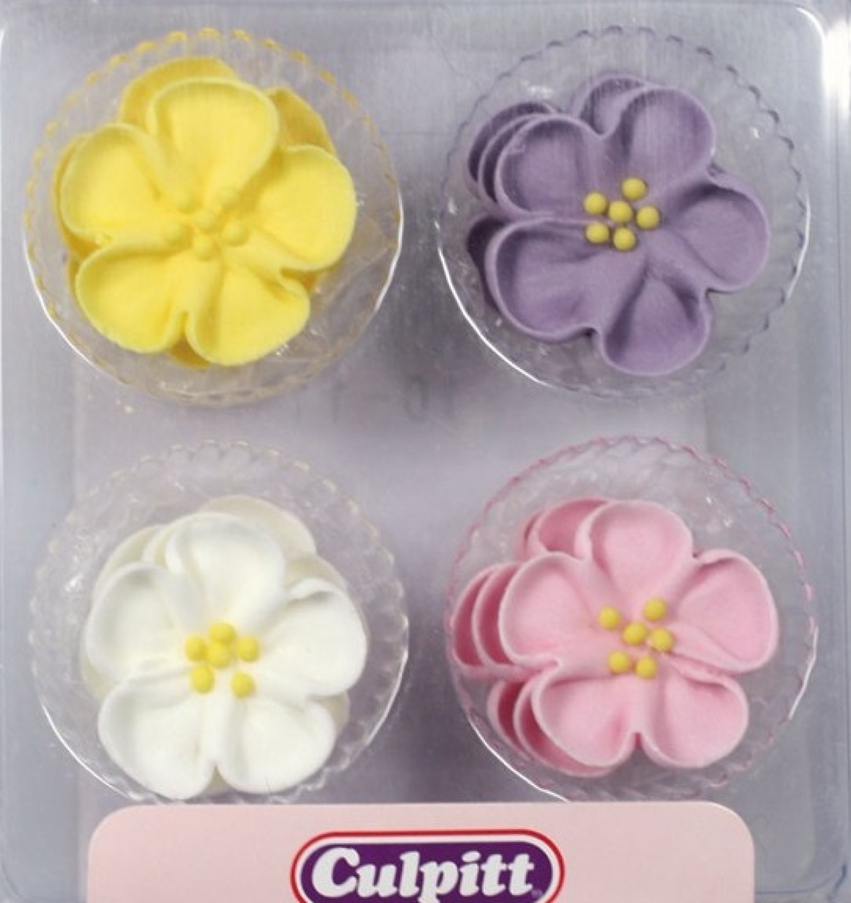 Culpitt, 10 Zuckerblumen "Wildrosen", Rosa/Pink, Violett/Lila, Gelb und Weiß, á 2,5 cm