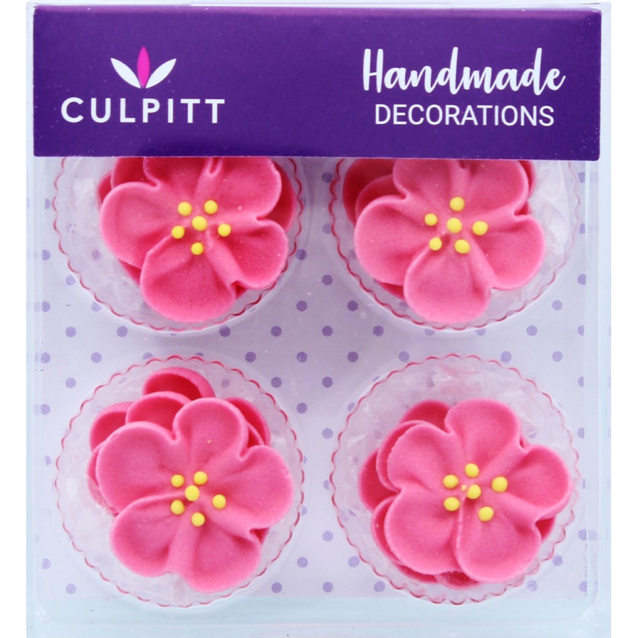 Culpitt, 10 Zuckerblumen "Pink Roses", Rosa mit Gelb, á 2,5 cm