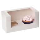 HoM Cupcake Box für 2 Cupcakes, mit Fenster, weiß