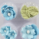 Culpitt Zuckerdeko "Blüten", Hellblau und Weiß, 12 Stück